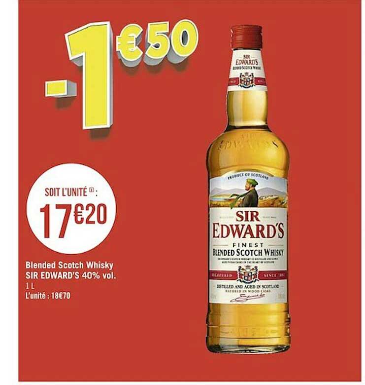blended scotch whisky sir edward's 40% vol.