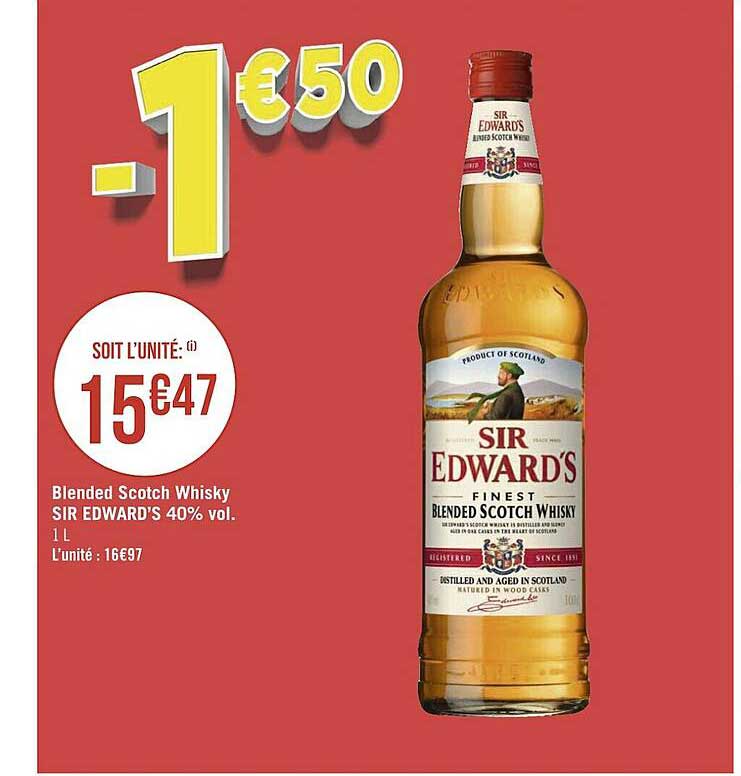 blended scotch whisky sir edward's 40% vol.