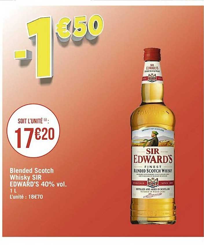 blended scotch whisky sir edward's 40% vol.