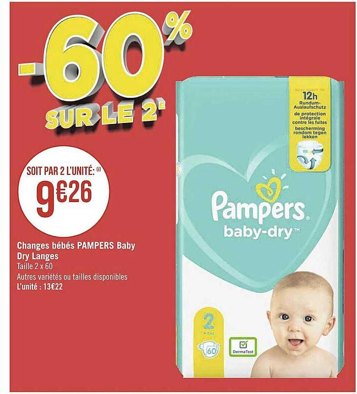 Changes Bébés Pampers Baby Dry Langes