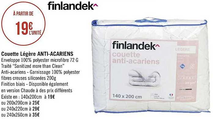 Couette Légère Anti-acariens Finlandek^