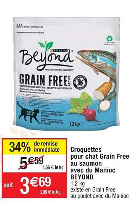 croquettes pour chat grain free au saumon avec du manioc beyond