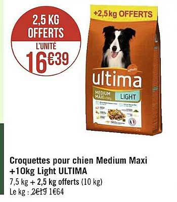 Croquettes Pour Chien Medium Maxi +10kg Light Ultima