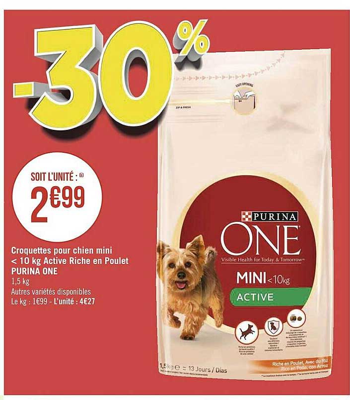 croquettes pour chien mini <10 kg active riche en poulet purina one