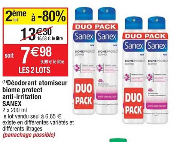 déodorant atomiseur biome protect anti-irritation sanex