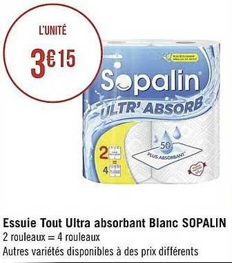 essuie tout ultra absorbant blanc sopalin