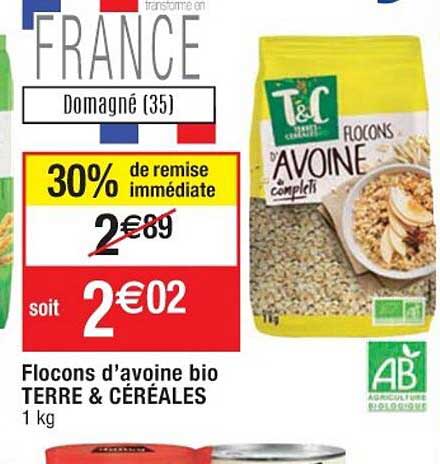 flocons d'avoine bio terre & céréales
