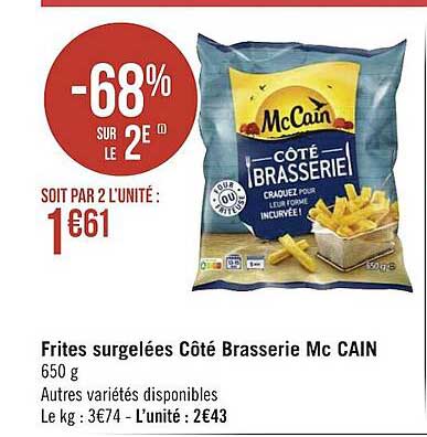 frites surgelées côté brasserie mc cain