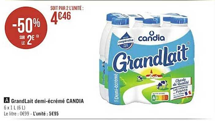 grandLait demi-écrémé candia