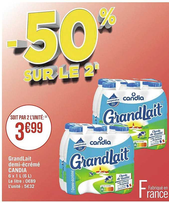 grandLait demi-écrémé candia