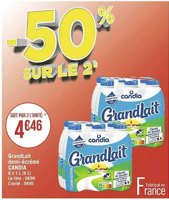GrandLait Demi-écrémé Candia