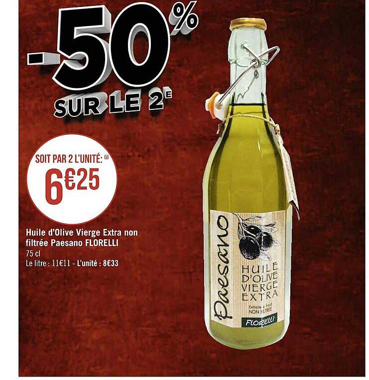 huile d'olive vierge extra non filtrée paesano florelli