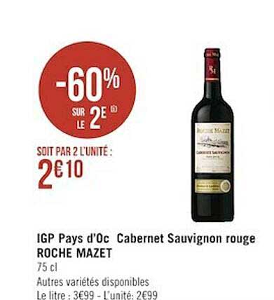 igp pays d'oc cabernet sauvignon rouge roche mazet