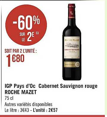 igp pays d'oc cabernet sauvignon rouge roche mazet