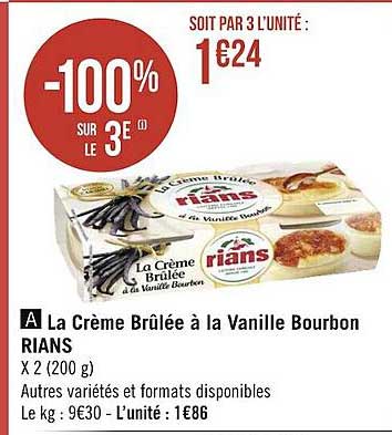 la crème brûlée à la vanille bourbon rians