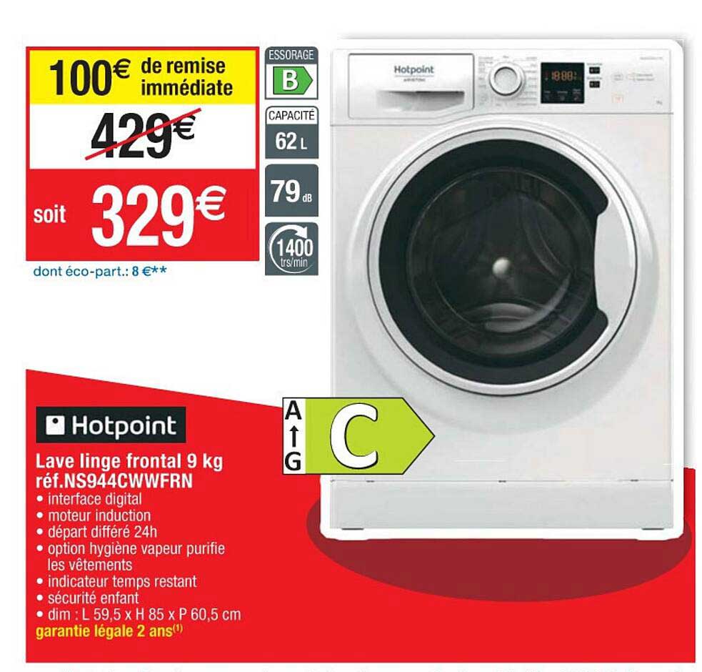 lave linge frontal 9 kg hotpoint