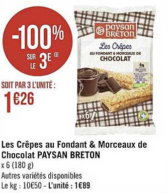les crêpes au fondant & morceaux de chocolat paysan breton