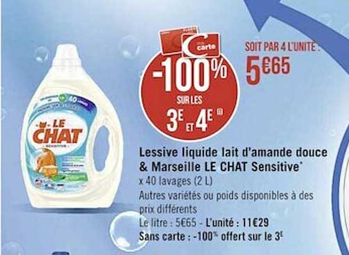 lessive liquide lait d'amande douce & marseille le chat sensitive