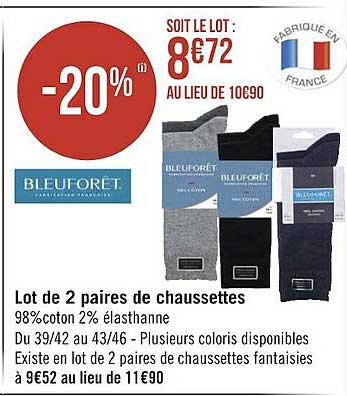 lot de 2 paires de chaussettes bleuforêt