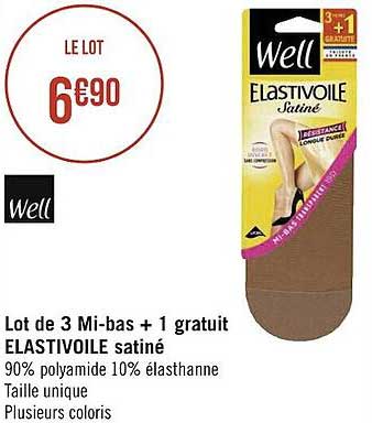 lot de 3 mi-bas + 1 gratuit élastivoile satiné