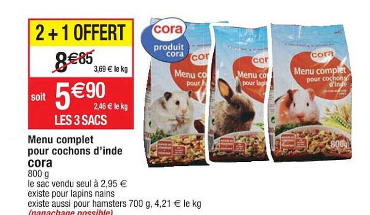 menu complet pour cochons d'inde cora