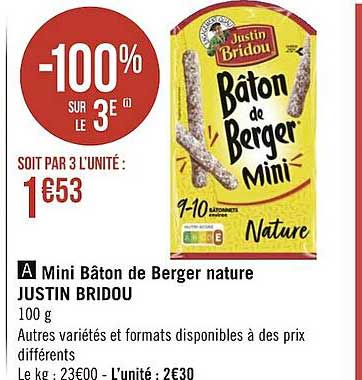 Mini Bâton De Berger Nature Justin Bridou