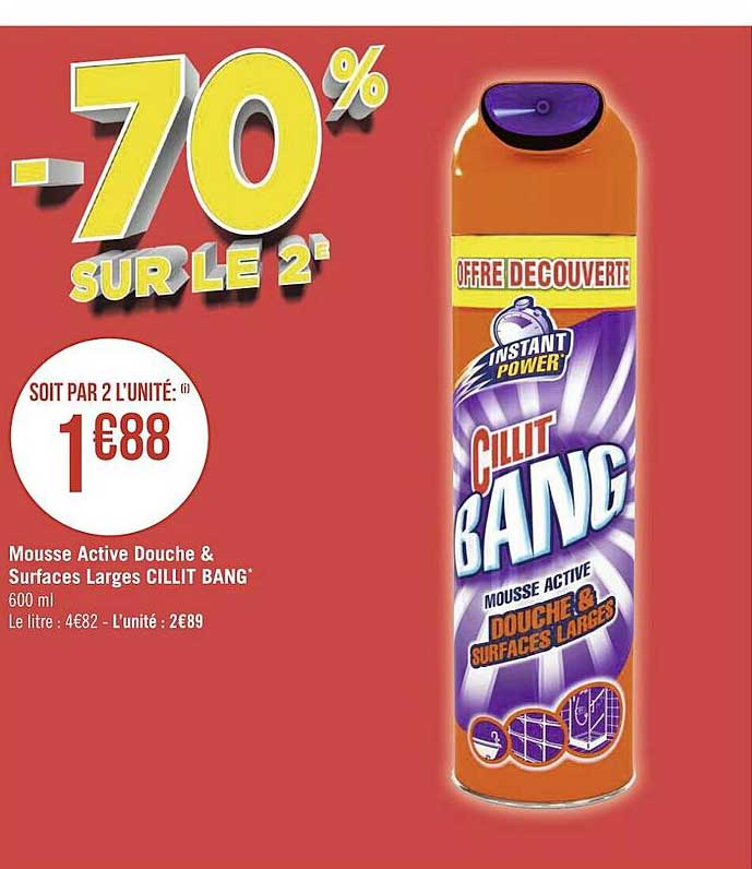 mousse active douche & surfaces larges cillit bang