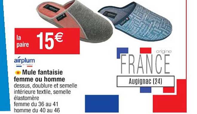 mule fantaisie femme ou homme airplum