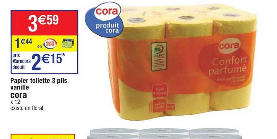 papier toilette 3 plis vanille cora