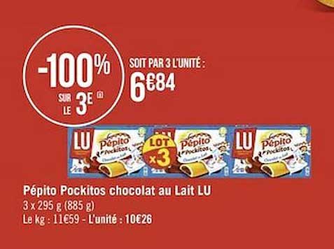 pépito pockitos chocolat au lait lu