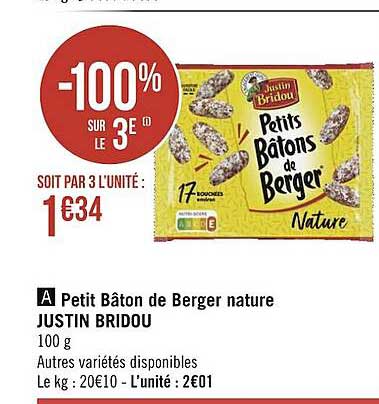 petit bâton de berger nature justin bridou