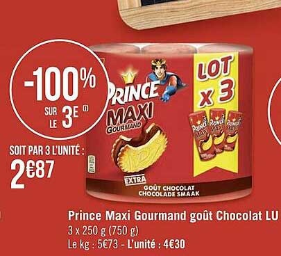 Prince Maxi Gourmand Goût Chocolat Lu
