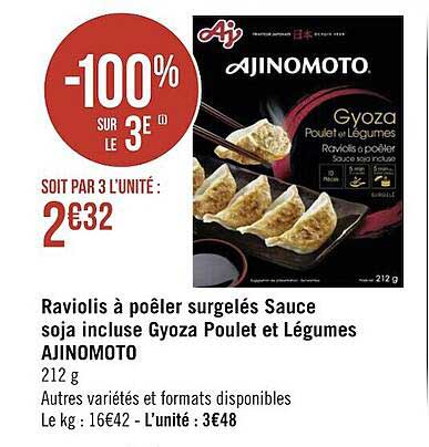 Raviolis à Poêler Surgelés Sauce Soja Incluse Gyoza Poulet Et Légumes Ajinomoto