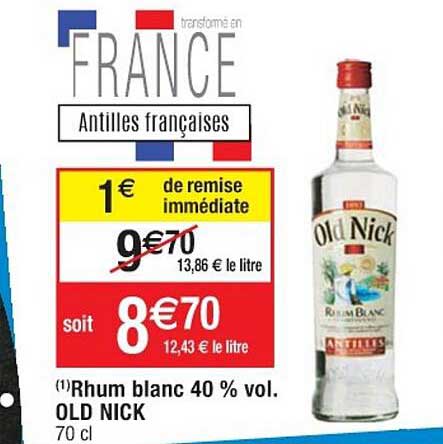 rhum blanc 40% vol. old nick