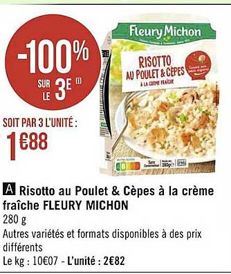 risotto au poulet & cèpes à la crème fraîche fleury michon