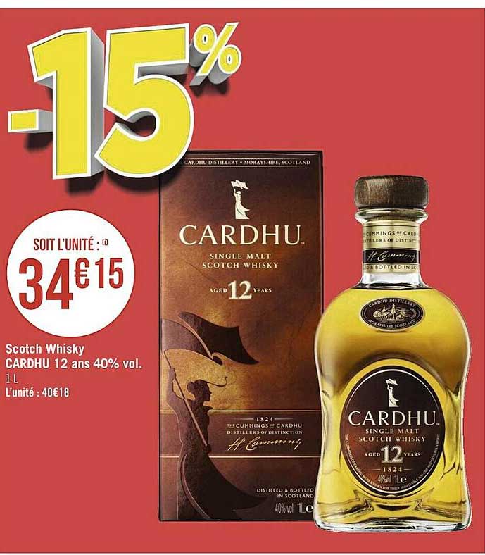 scotch whisky cardhu 12 and 40% vol.