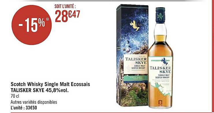 scotch whisky single malt écossais talisker skye 45,8% vol.