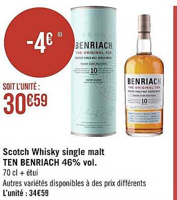 scotch whisky single malt ten benriach 46% vol.