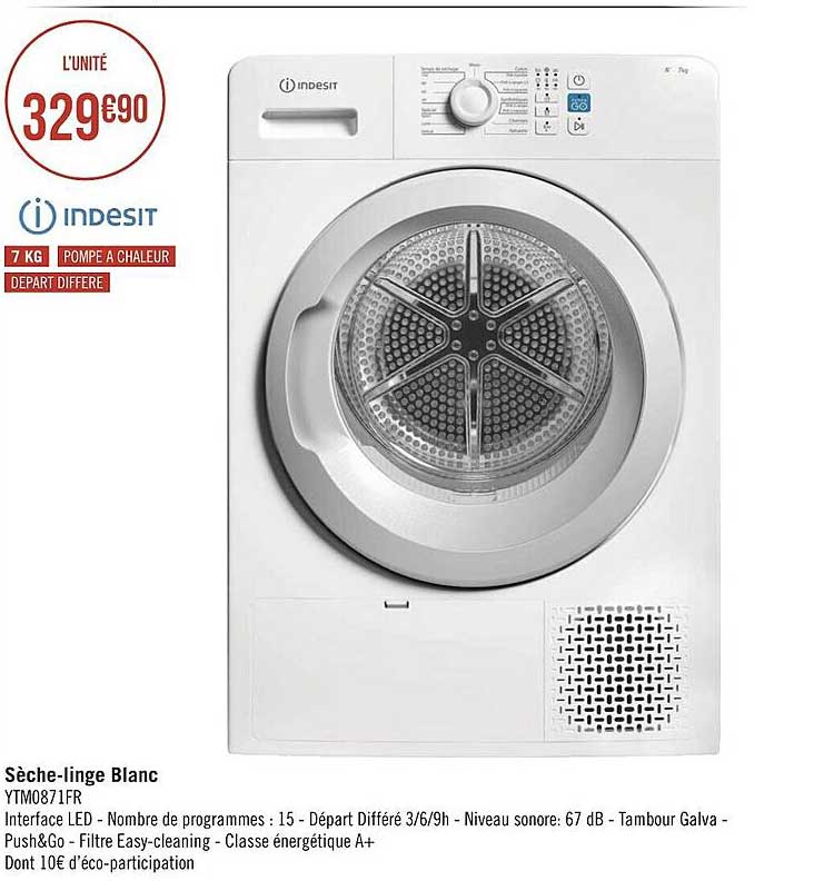 sèche-linge blanc indesit