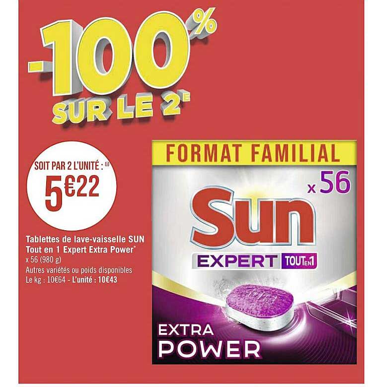 tablettes de lave-vaisselle sun tout en 1 expert extra power