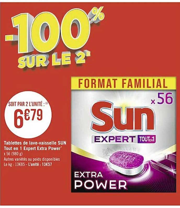 tablettes de lave-vaisselle sun tout en 1 expert extra power