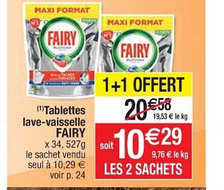 tablettes lave-vaisselle fairy