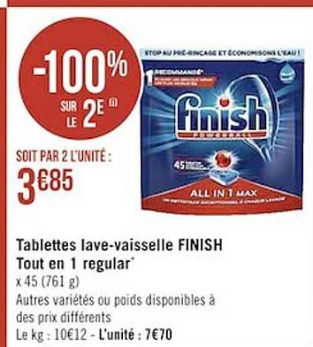 tablettes lave-vaisselle finish tout en 1 regular
