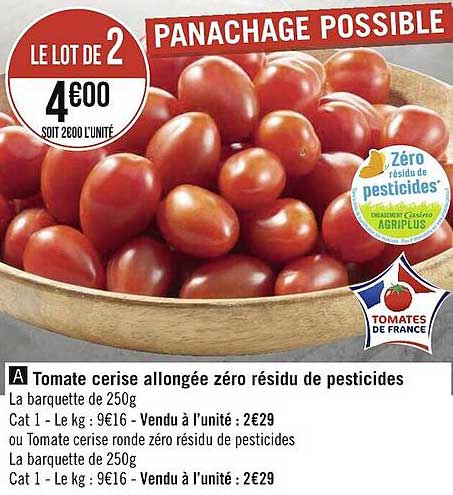 tomate cerise allongée zéro résidu de persticides