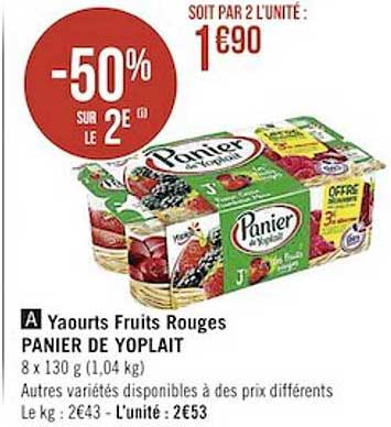 Yaourts Fruits Rouges Panier De Yoplait