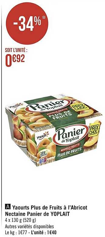 Yaourts Plus De Fruits à L'abricot Nectaine Panier De Yoplait