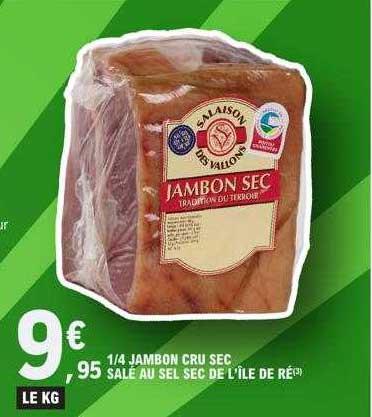 1-4 jambon cru sec salé au sel sec de l'île de ré