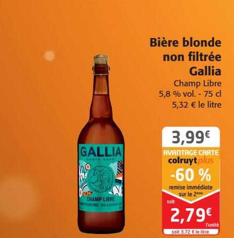 bière blonde non filtrée gallia