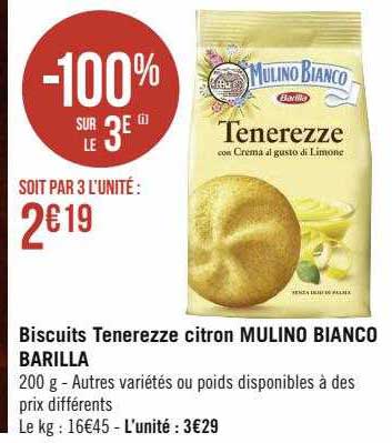 biscuits tenerezze citron mulino bianco barilla