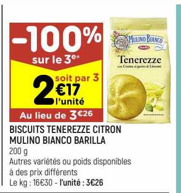 biscuits tenerezze citron mulino bianco barilla